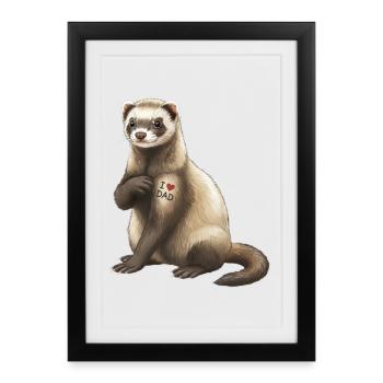 Graphisme Cœur de Furet I Love Papa - Affiche encadrée (27 × 37 cm) - noir - Devant