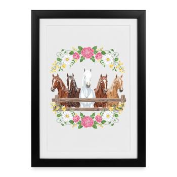 Equestrian Floral Crest - Framed poster (27 × 37 cm) - black - Front
