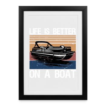 La vie de capitaine de bateau de bateau est meilleure sur un bateau - Affiche encadrée (27 × 37 cm) - noir - Devant