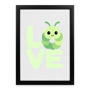 Papillon Chenille Amour - Affiche encadrée (27 × 37 cm) - noir - Devant