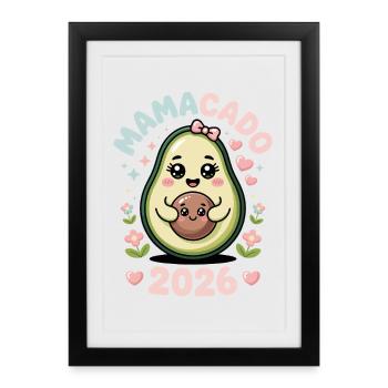 Maman 2026 Bébé enceinte - Affiche encadrée (27 × 37 cm) - noir - Devant