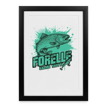 Trout – Beauty on the hook - Framed poster (27 × 37 cm) - black - Front
