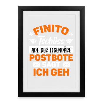 Pension FINITO TSCHÜSS LE FACTEUR DIT QUE JE PARS Drôle - Affiche encadrée (27 × 37 cm) - noir - Devant