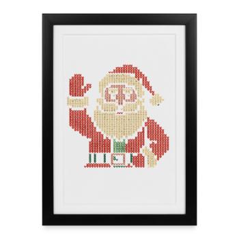 Style Pull de Noël moche du Père Noël - Affiche encadrée (27 × 37 cm) - noir - Devant