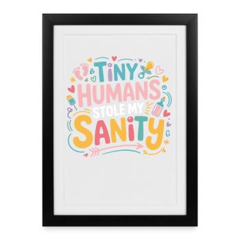Tiny Humans Stehlen Mein Verstand - Affiche encadrée (27 × 37 cm) - noir - Devant