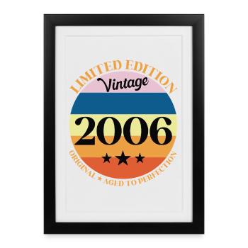 2006 Anniversaire Vintage Cadeau d'Anniversaire - Affiche encadrée (27 × 37 cm) - noir - Devant