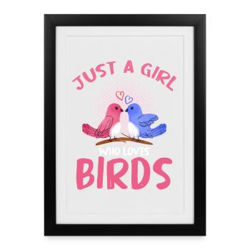 Une seule fille aime les oiseaux - Affiche encadrée (27 × 37 cm) - noir - Devant
