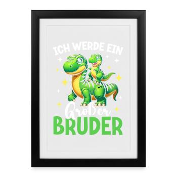 Motif de frère et de sœur dinosaure dinosaure Big Brother - Affiche encadrée (27 × 37 cm) - noir - Devant