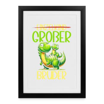 Motif de frère et de sœur dinosaure dinosaure Big Brother - Affiche encadrée (27 × 37 cm) - noir - Devant