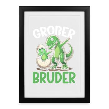 Motif de frère et de sœur dinosaure dinosaure Big Brother - Affiche encadrée (27 × 37 cm) - noir - Devant
