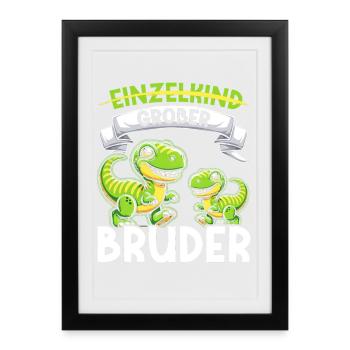 Motif de frère et de sœur dinosaure dinosaure Big Brother - Affiche encadrée (27 × 37 cm) - noir - Devant