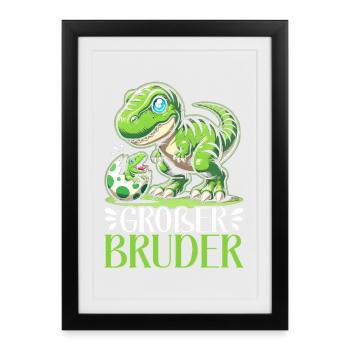 Motif de frère et de sœur dinosaure dinosaure Big Brother - Affiche encadrée (27 × 37 cm) - noir - Devant