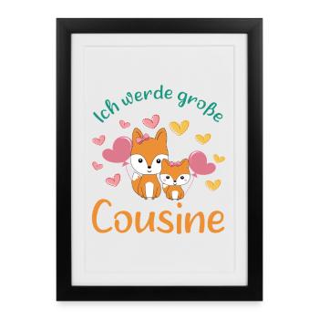 Bientôt, grand cousin 2026 Les Renards deviendront grands cousins - Affiche encadrée (27 × 37 cm) - noir - Devant