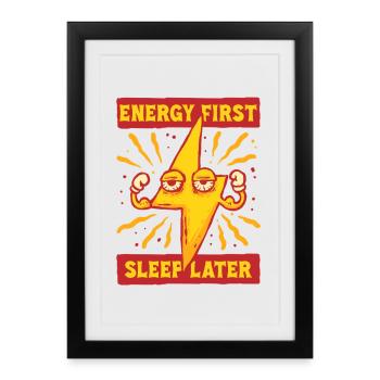 Boisson énergisante : Premier sommeil - Affiche encadrée (27 × 37 cm) - noir - Devant