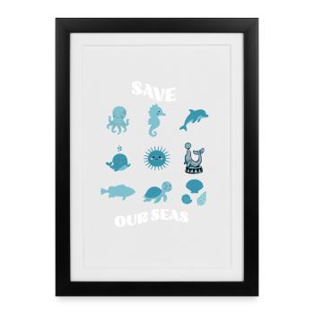 Save Our Seas – Protect Sweet Sea Friends - Framed poster (27 × 37 cm) - black - Front