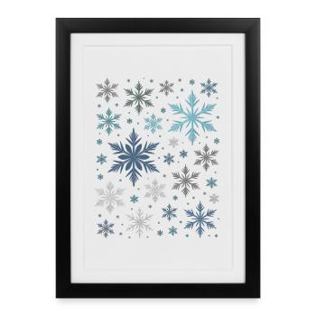 Flocons de neige Noël d’hiver - Affiche encadrée (27 × 37 cm) - noir - Devant