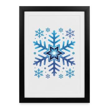 Large Elegant Snowflake Winter - Framed poster (27 × 37 cm) - black - Front