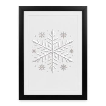 Large Elegant Snowflake Winter - Framed poster (27 × 37 cm) - black - Front