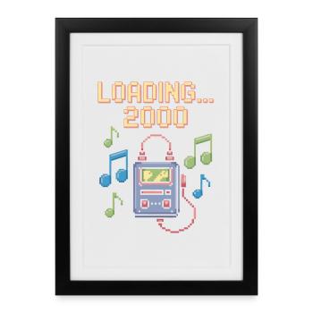 Retro Pixel Design – Loading 2000 - Framed poster (27 × 37 cm) - black - Front