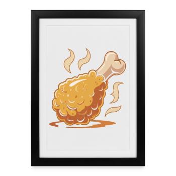 Dessin animé croustillant à la cuisse de poulet - Affiche encadrée (27 × 37 cm) - noir - Devant