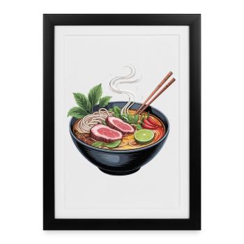 Ramen bowl with lamb and lime - Framed poster (27 × 37 cm) - black - Front