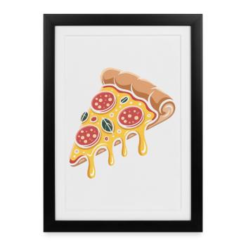 Cartoon Pizza Handslice - Framed poster (27 × 37 cm) - black - Front