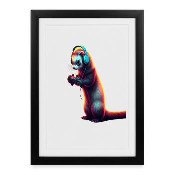 Ferret Games Animal Video Games Fun - Framed poster (27 × 37 cm) - black - Front