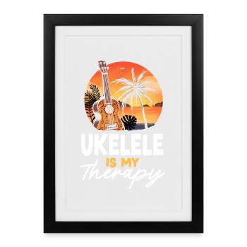 Hawaiian Ukulele Uke Ukulele Is My - Framed poster (27 × 37 cm) - black - Front