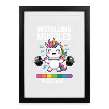 Unicorn Weight Training Installing Muscles - Framed poster (27 × 37 cm) - black - Front