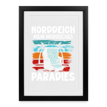 Mer du Nord DIGUE DU NORD MON PARADIS NORDIQUE Drôle - Affiche encadrée (27 × 37 cm) - noir - Devant