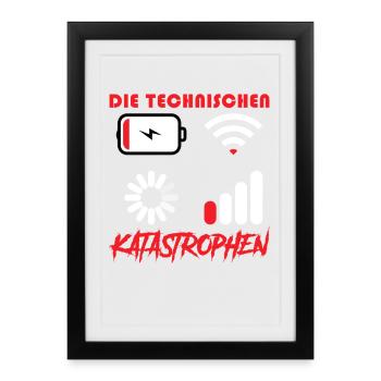 Computer THE TECHNICAL DISASTERS FUNNY - Framed poster (27 × 37 cm) - black - Front