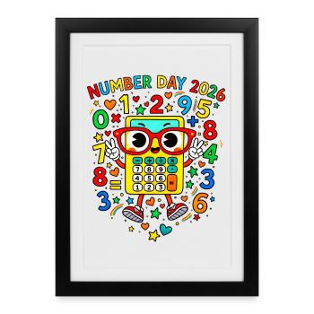 Number day 2026 Cheerful Calculator Mascot - Framed poster (27 × 37 cm) - black - Front