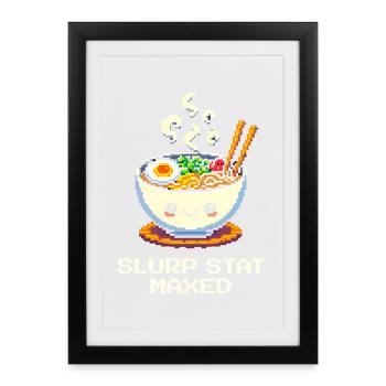 Sipping on Max | Ramen Nerd Humor - Framed poster (27 × 37 cm) - black - Front