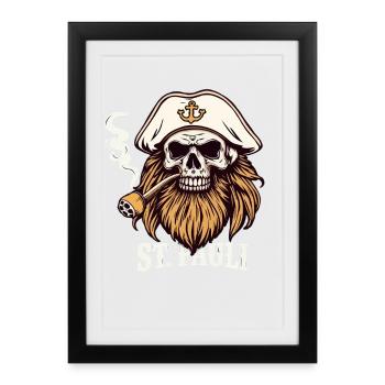 St Pauli Hamburg Paulianer Totenkopf Hafen Captain - Framed poster (27 × 37 cm) - black - Front