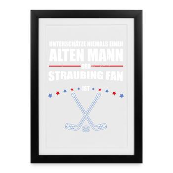 Alter Mann - Straubing Eishockey Fan | Retro - Framed poster (27 × 37 cm) - black - Front