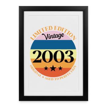2003 Anniversaire Vintage Cadeau d'Anniversaire - Affiche encadrée (27 × 37 cm) - noir - Devant