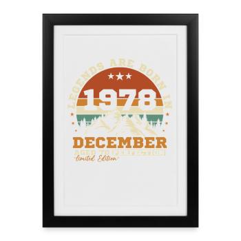 Décembre 1978 Vintage Cadeau D'anniversaire - Affiche encadrée (27 × 37 cm) - noir - Devant