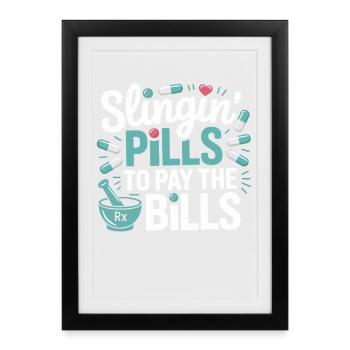 Servir des pilules pour payer les factures - Affiche encadrée (27 × 37 cm) - noir - Devant