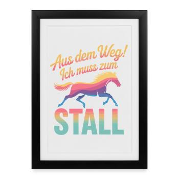 En me dégageant, je dois aller à l’écurie, Cavalier - Affiche encadrée (27 × 37 cm) - noir - Devant