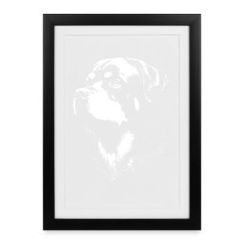 Expressive Portrait of a Rottweiler Dog - Framed poster (27 × 37 cm) - black - Front