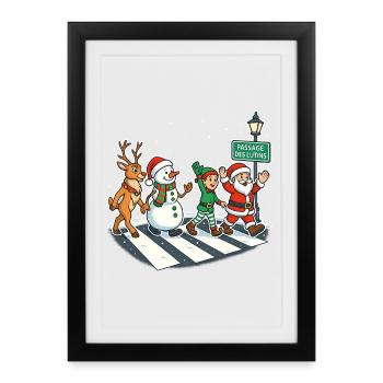 Passage Piéton Noël Parodie Musique Lutins - Affiche encadrée (27 × 37 cm) - noir - Devant