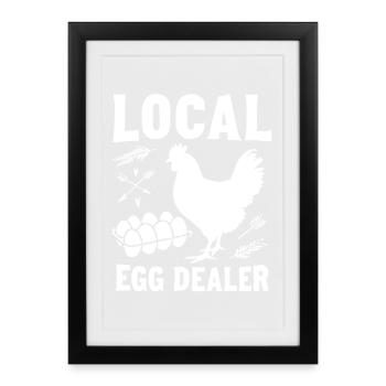 Illustration d’un vendeur local d’œufs - Affiche encadrée (27 × 37 cm) - noir - Devant
