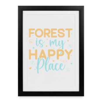 Forêt de chasseurs de champignons Mon endroit heureux - Affiche encadrée (27 × 37 cm) - noir - Devant