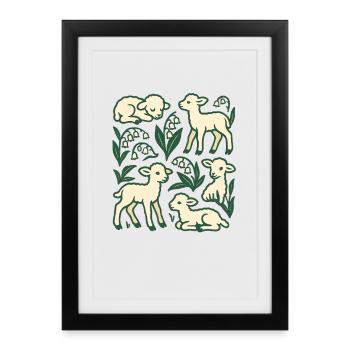 Quatuor Lamb dans Spring Meadow - Affiche encadrée (27 × 37 cm) - noir - Devant