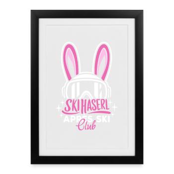 Skishaserl Après Ski Club | Ski | Sports d’hiver - Affiche encadrée (27 × 37 cm) - noir - Devant