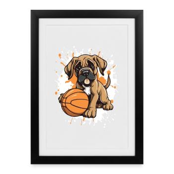 Puppy Dunk in basketball picture - Framed poster (27 × 37 cm) - black - Front