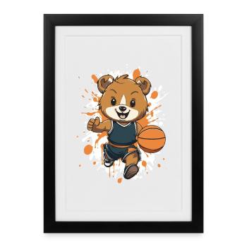 Les ours du basket dans l’équipe - Affiche encadrée (27 × 37 cm) - noir - Devant