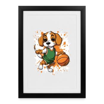 Basketball Dog Spritz Splash - Framed poster (27 × 37 cm) - black - Front