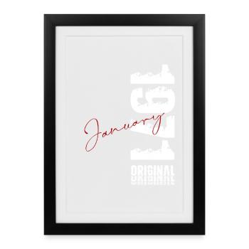 55e anniversaire Original janvier Né en 1971 - Affiche encadrée (27 × 37 cm) - noir - Devant