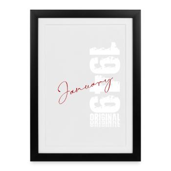 77e anniversaire Original janvier Né en 1949 - Affiche encadrée (27 × 37 cm) - noir - Devant